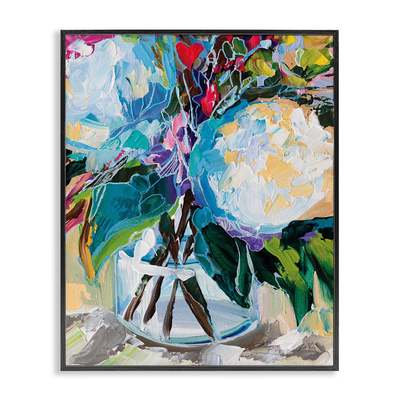Stupell Industries Modern Lined Bouquet Framed Giclee Wall Art Design by Jeanette Vertentes